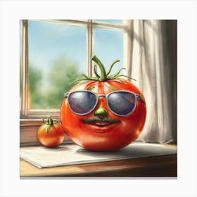 Tomato With Sunglasses 4 Canvas Print