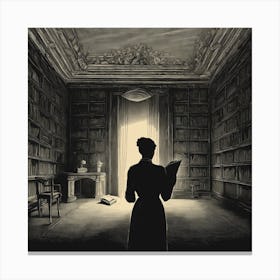 Lady In A Library Canvas Print