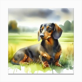 Dachshund Watercolor Painting Canvas Print