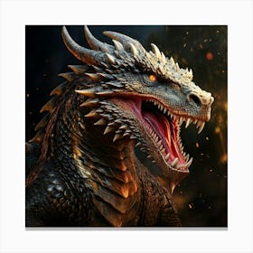 Firefly Earth, Dragon, Large, King, Strong, Brave, Black, Brown, Silver, Gold, Scales, Textured, Cro (11) Canvas Print