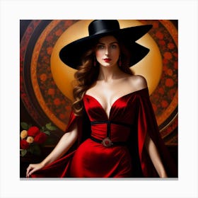 Lady In Red 2 Canvas Print