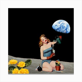 Let´S Plant The Moon Square Canvas Print