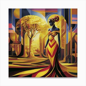 African Woman In Yellow Dress Canvas Print