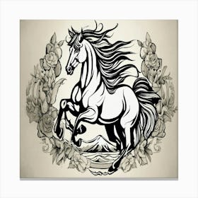 Horse With Flowers Canvas Print