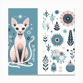 Scandinavian style, Sphynx cat Canvas Print