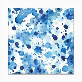 Blue Watercolor Splashes 3 Canvas Print