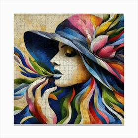Abstract Puzzle Art French woman 1 Canvas Print