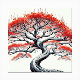 Abstract modernist Erythrina tree 3 Canvas Print