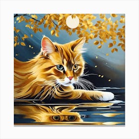 Cat In Water Canvas Print