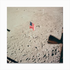 The Flag Of The United States And The Footprints Of Astronauts Neil A Canvas Print