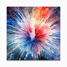 Red White And Blue Watercolor Explosion Canvas Print