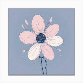 A White And Pink Flower In Minimalist Style Square Composition 386 Canvas Print