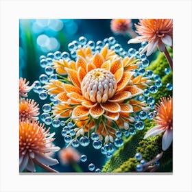 Flowers With Water Droplets Canvas Print