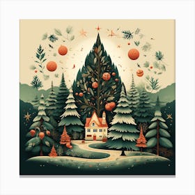 Christmas Tree In The Forest Canvas Print