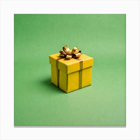 Gift Box On Green Background 2 Canvas Print
