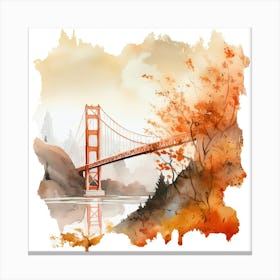 Golden Gate Bridge Watercolor Painting Canvas Print