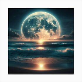 Full Moon Over The Ocean 16 Canvas Print