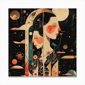 Moon And The Stars Canvas Print