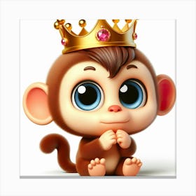 Cute Monkey With A Crown 2 Canvas Print