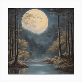 Full Moon In The Woods Canvas Print