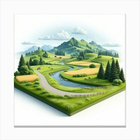 Landscape 3d Illustration Canvas Print