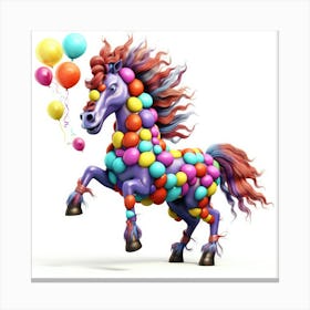 Colorful Horse With Balloons Canvas Print