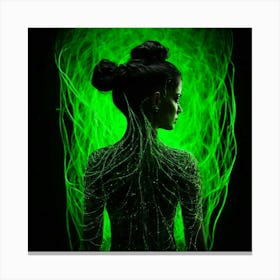 Woman In Green Canvas Print