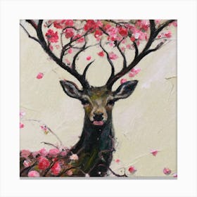 Deer With Cherry Blossoms 1 Canvas Print