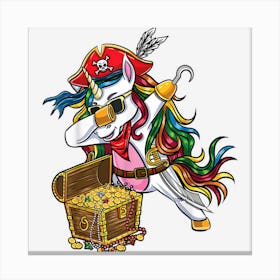 Dabbing Pirate Treasure Chest Unicorn Halloween Canvas Print