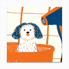 Dog In A Bath Tub Canvas Print