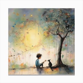 Boy And His Cat Canvas Print