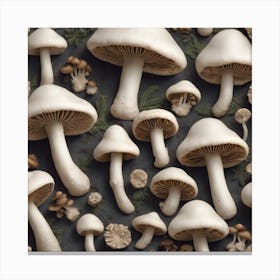 Mushrooms On A Black Background 10 Canvas Print