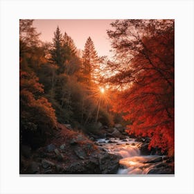 Waterfall and sun Canvas Print