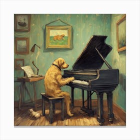 Dog Playing Piano 1 Canvas Print