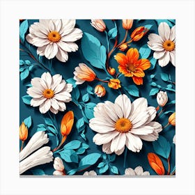 Seamless Pattern With Flowers 1 Canvas Print