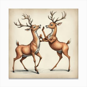 Deer Fighting Canvas Print