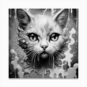 Cat In The Puddle Canvas Print