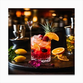 Cocktail On A Tray Canvas Print