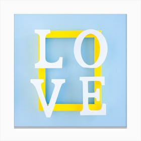 Love Letters On A Blue Background Canvas Print