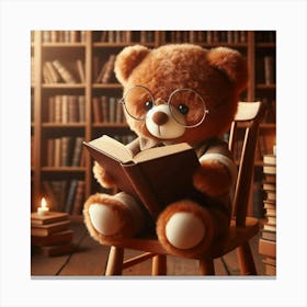 Teddy Bear Reading A Book Canvas Print