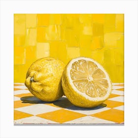 Lemon Yellow Checkerboard 4 Canvas Print