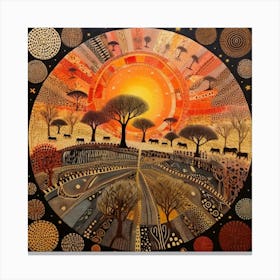 Landscape and Sunset Canvas Print