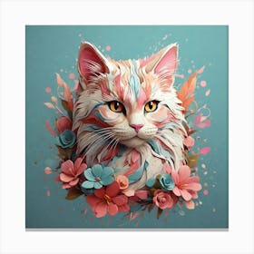 Cat In Flowers Canvas Print