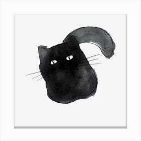 Black Cat Watercolor Painting Canvas Print