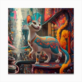 Cat In A City Canvas Print
