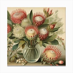 Flower Bouquet With Protea Canvas Print