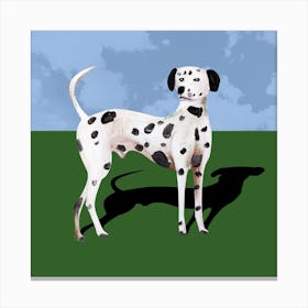 Dalmatian In A Park dag painting pet animal square sky blue green nature Canvas Print