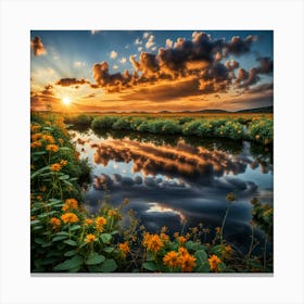 Sunset In The Meadow 4 Canvas Print