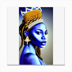 Blue Woman With Dreadlocks Canvas Print