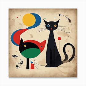 Joan Miro Inspired Cats Exhibition Poster Art Print (1) Canvas Print